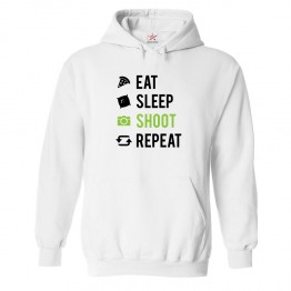 Eat Sleep Shoot Repeat Kids and Adults Fashion Outfit Pull Over Hoodie for Photography Lovers 